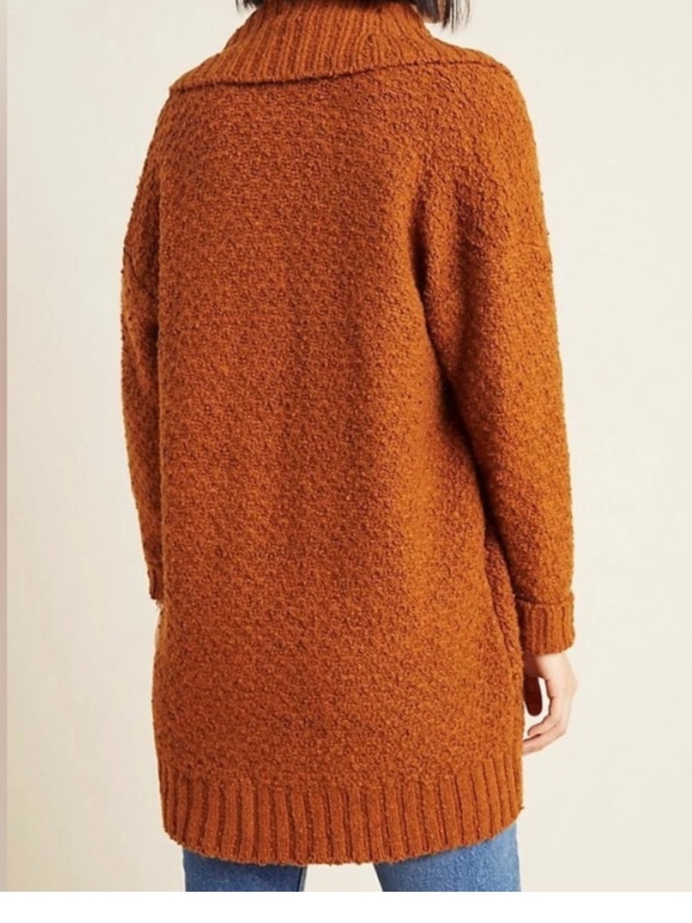 Anthropologie Cozy Rust Open-Front Ribbed Cardigan - Picture 2 of 4